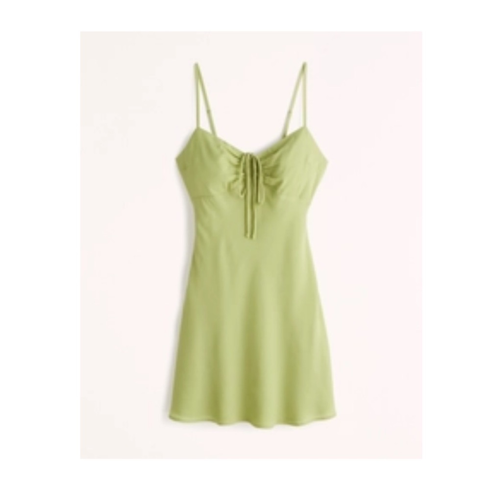 NWT Abercrombie Green Cinch Front Slip Mini Dress Size Medium Petite
